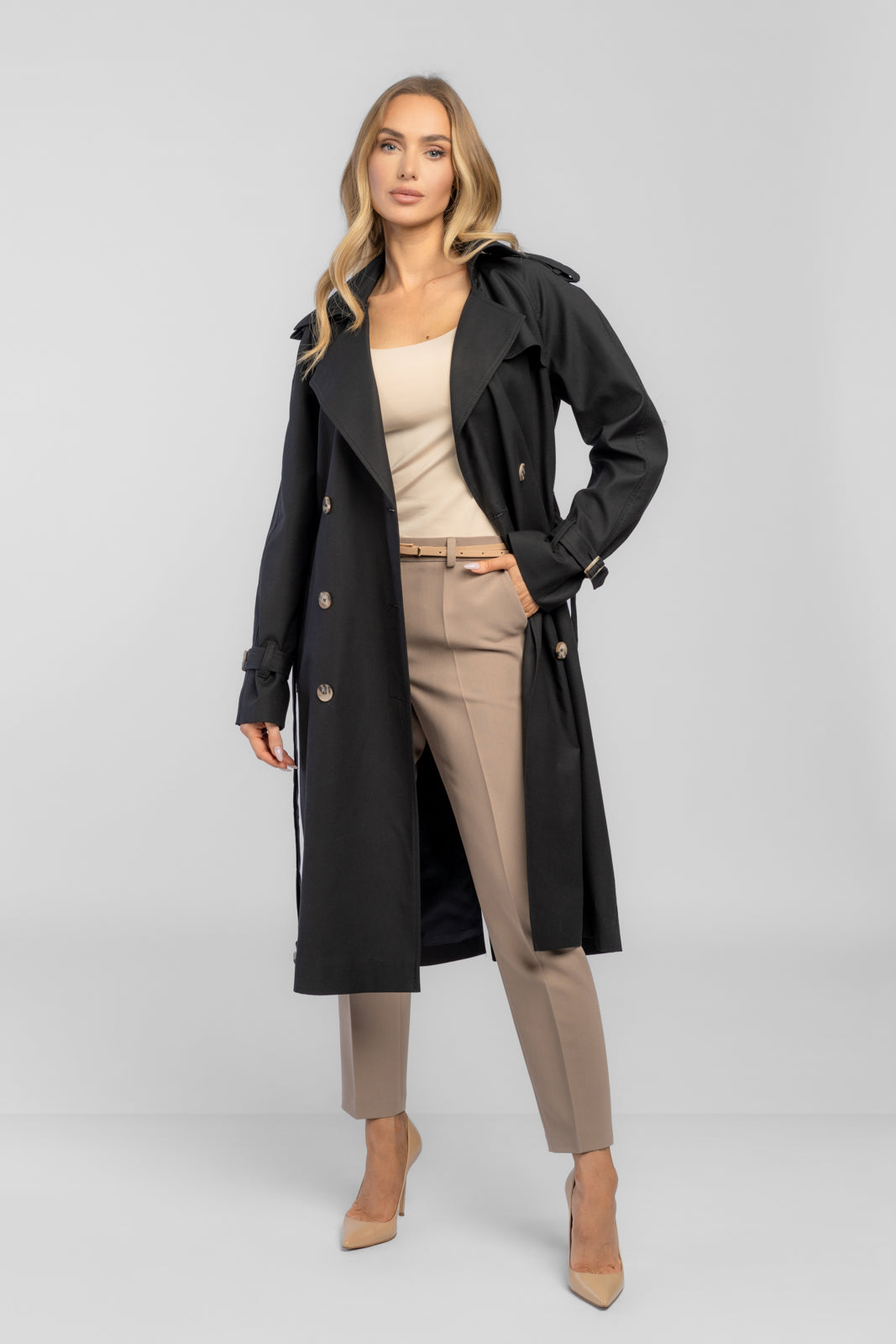 Trencz ADRIANNA midi czarny