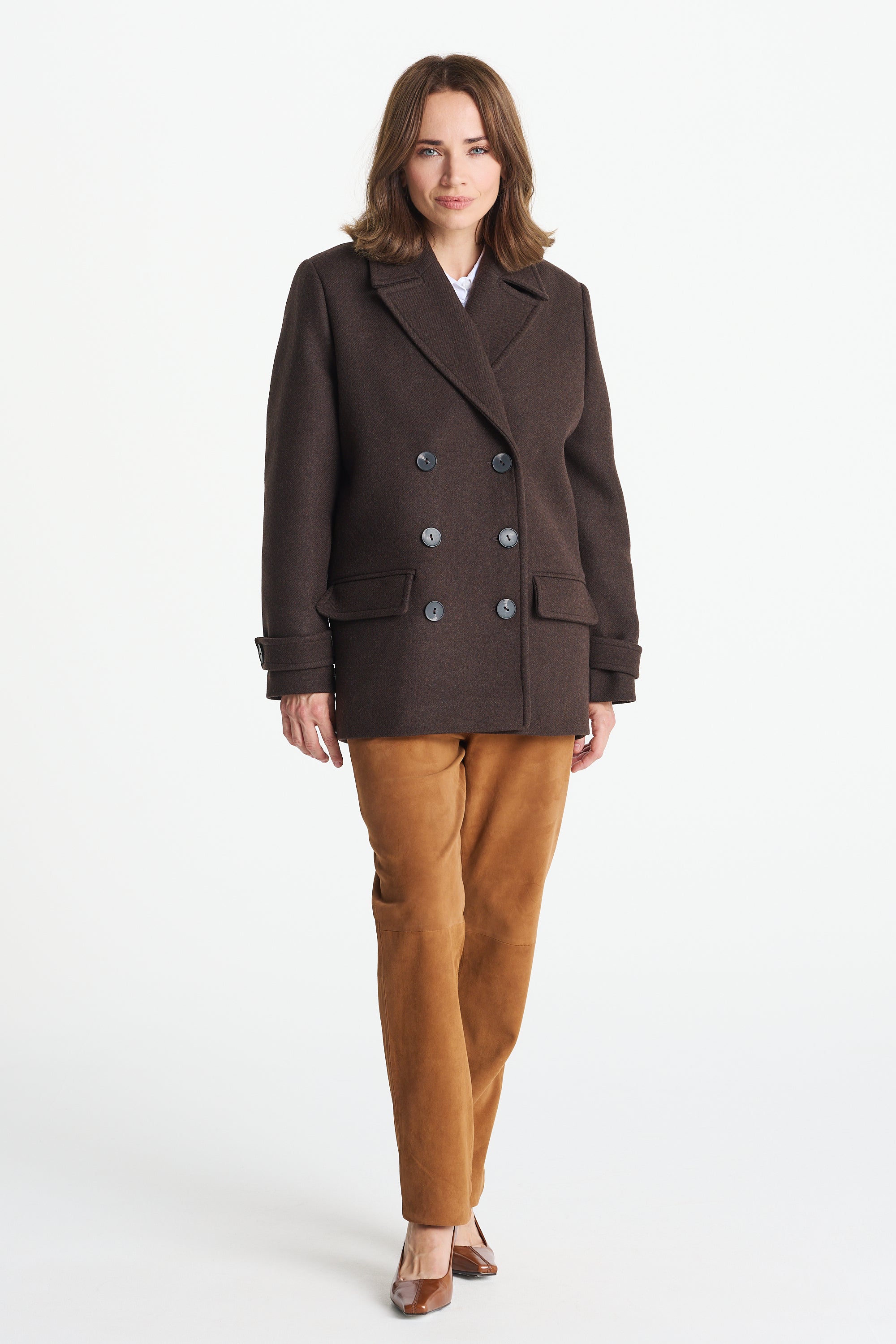 Płaszcz VIOLA czekoladowy struktura