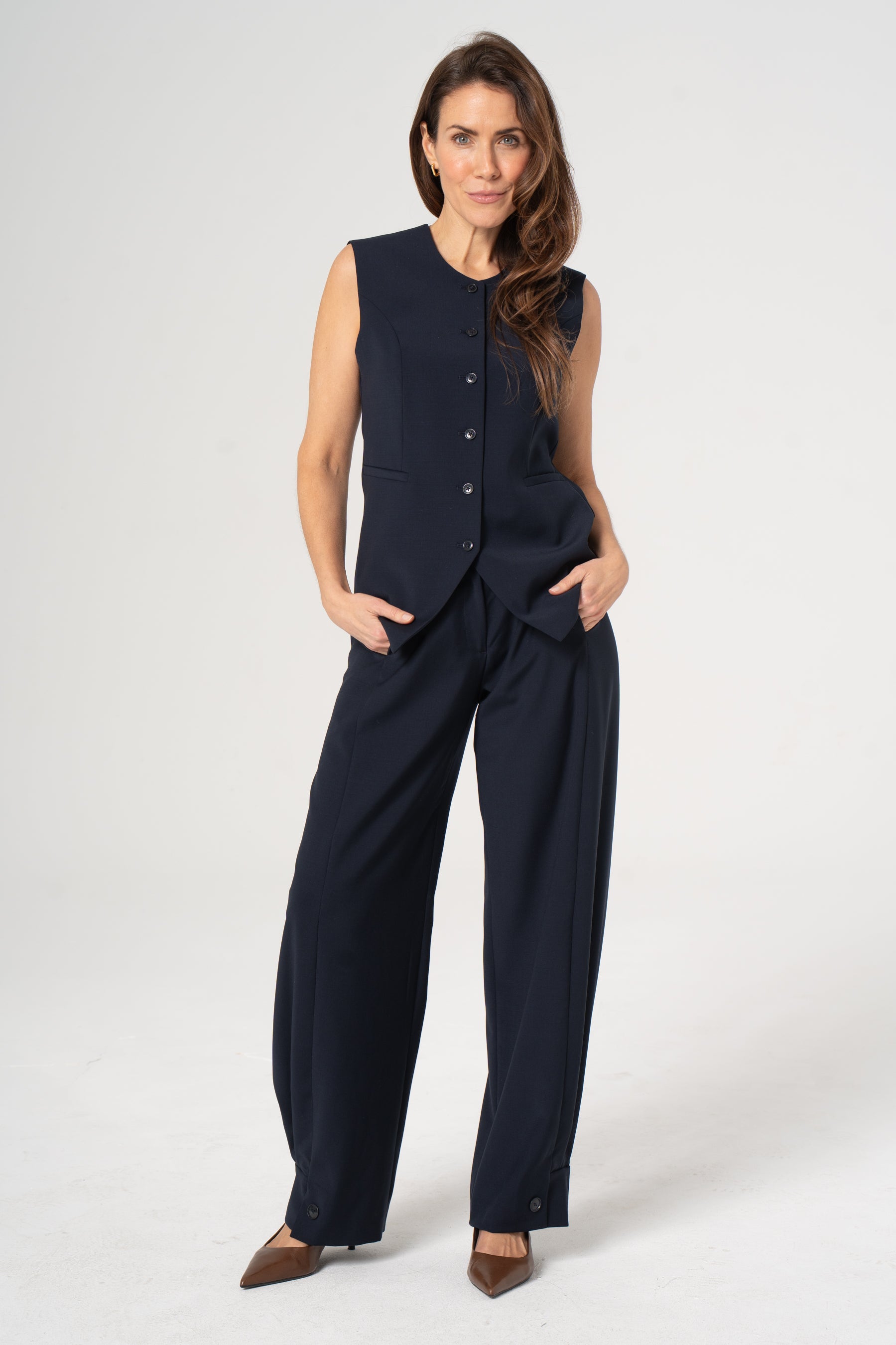 Spodnie wełniane ROMA granatowe