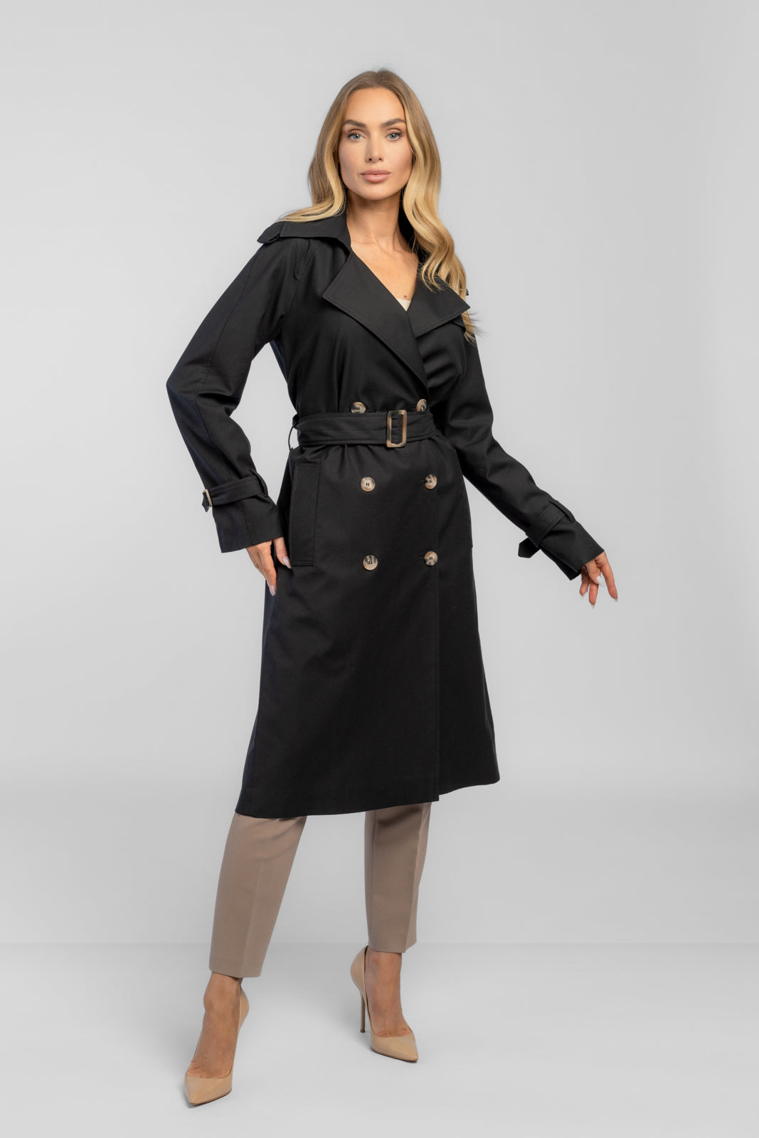 Trencz ADRIANNA midi czarny