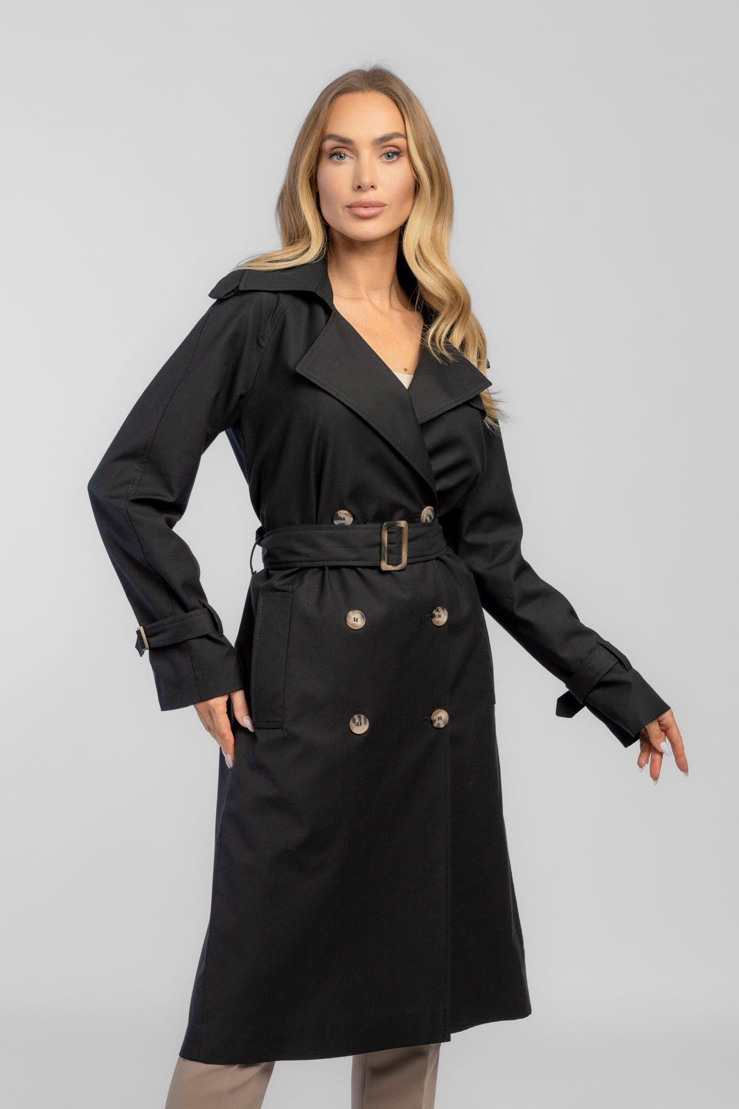 Trencz ADRIANNA midi czarny